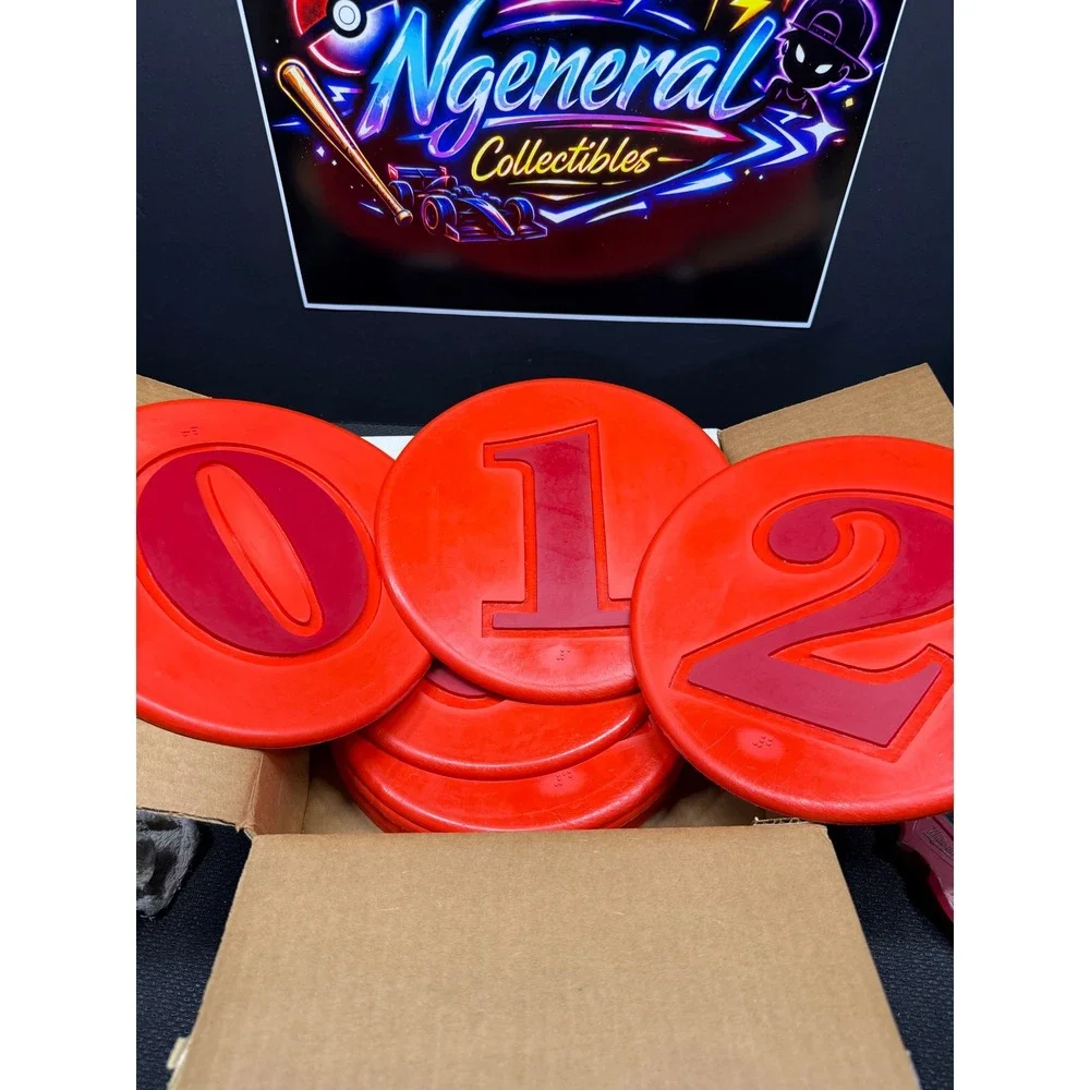Vintage Poly Enterprises Inc Number Set 401 Red Rubber Braille Learning Discs